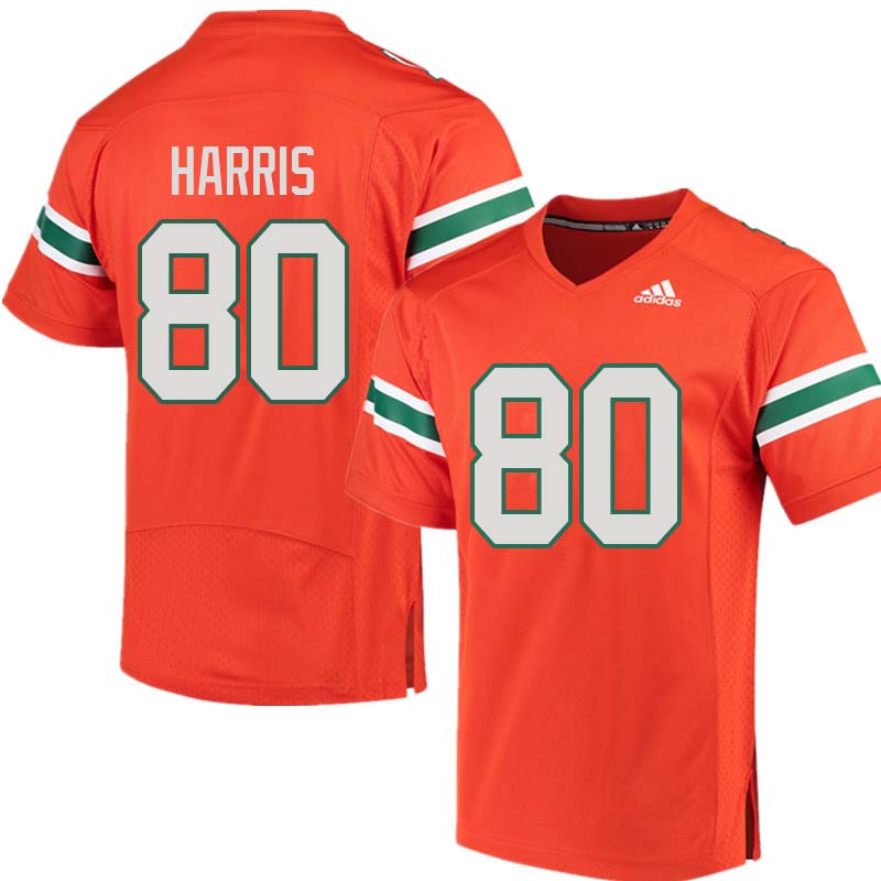 Adidas Miami Hurricanes #80 Dayall Harris College Football Jerseys Sale-Orange - Click Image to Close